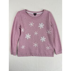 Talbots Snowflake Pink Cotton Blend Crewneck Pullover Sweater Sweatshirt Small P